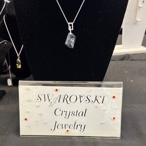 Swarovski Silver Necklace with Blue Crystal Pendant